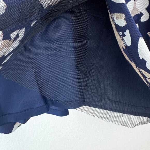 Eliza J Womens Pleated Abstract Jacquard Skirt Size 6 Metallic Office Party Blue - Picture 7 of 10